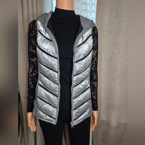 Blanc Noir Mesh Inset Reflective Puffer Vest  S